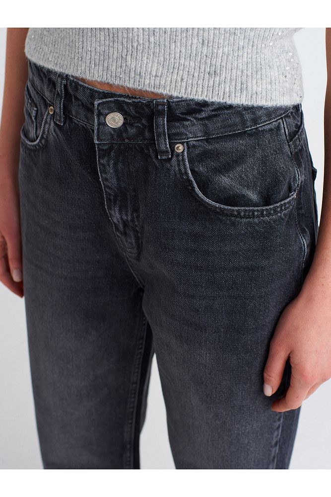 71773 Yeni Kesim Mom Pantolon-Siyah