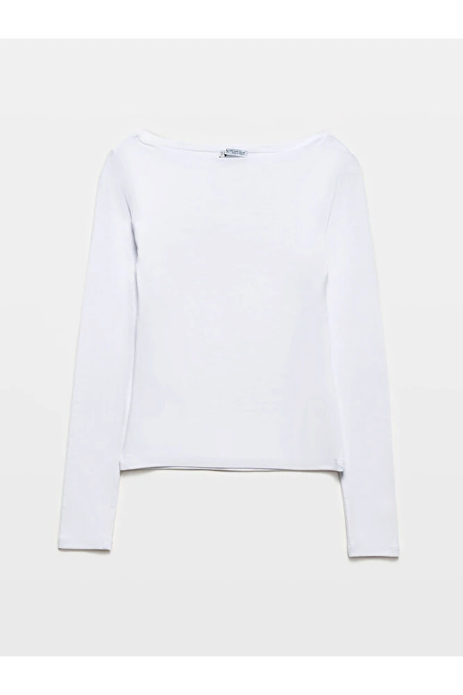 31332 Kayık Yaka Uzun Kollu Top-Bordo