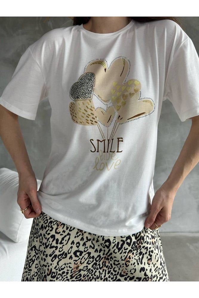 Kalpli Balon  Baskılı 1.Kalite Pamuklu Rahat Kalıp  Tshirt
