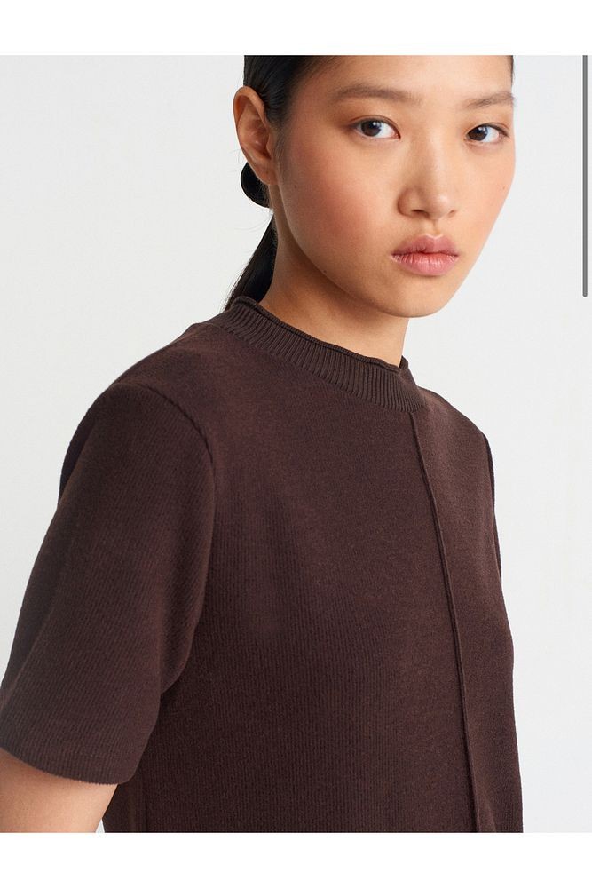 90810 Yumuşak Mini Elbise-Bordo