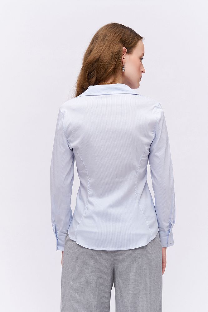 Slim Çizgili Gömlek Mavi