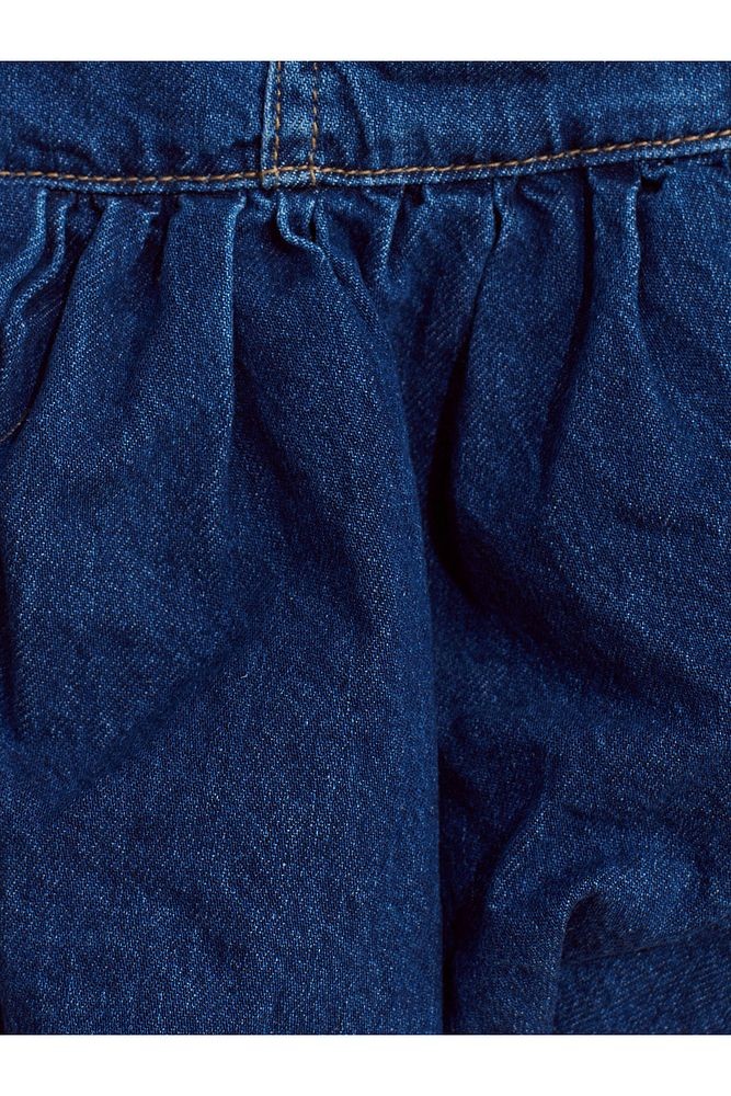 80573 Altı Büzgülü Denim Balon Etek-koyu Mavi