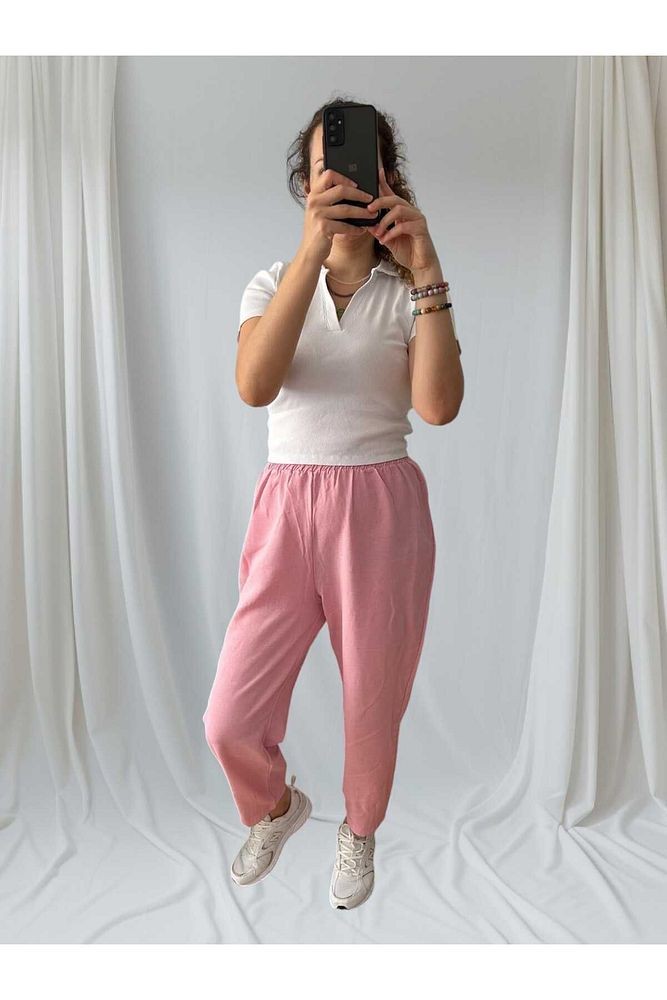 Pantolon Keten Pembe