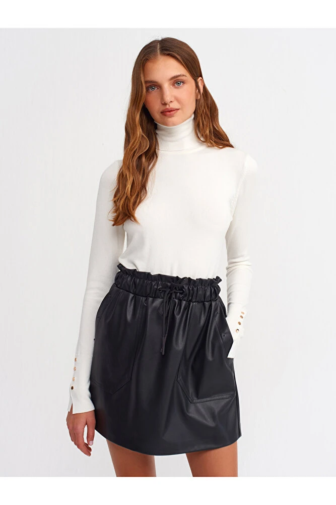 1268 Balıkçı Yaka Kazak-K.Füme Mel - Ekru