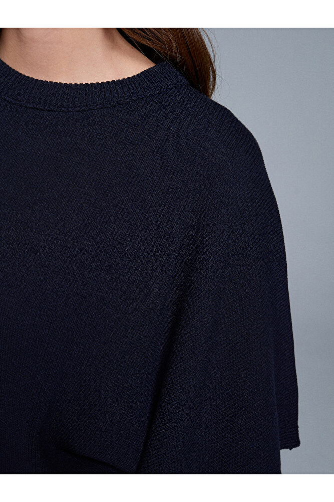 10835 Bisiklet Yaka Yarasa Kol Kazak-Bordo