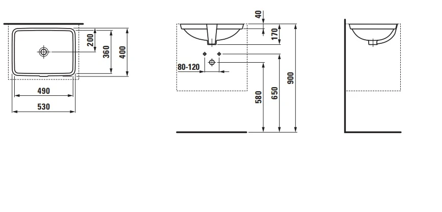 H8119600001091 PRO S Tezgah Altı Lavabo 490x360 mm Beyaz