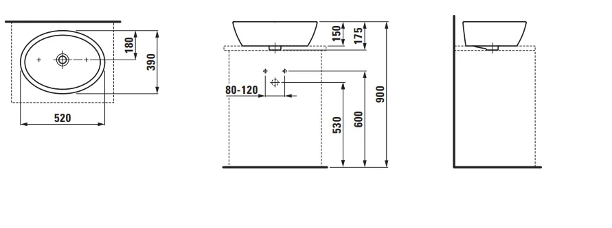H8129647161121 PRO Çanak Lavabo 520x390 mm Mat Siyah 
