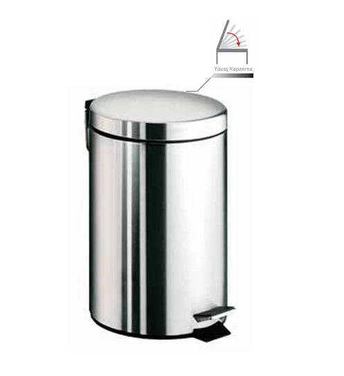 2709/13 Pedallı Çöp Kovası 5 LT Parlak Paslanmaz Çelik