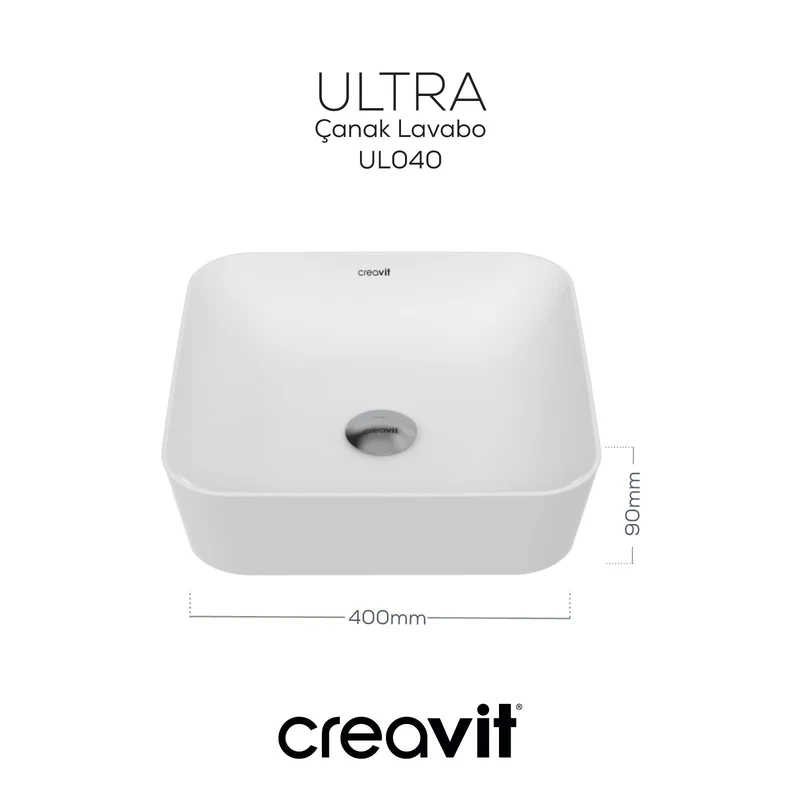 UL040-00CB00E-0000 ULTRA Kare Çanak Lavabo 40CM