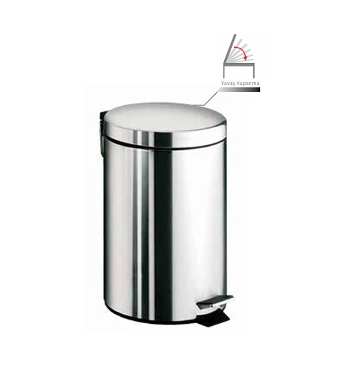 2609/13 Pedallı Çöp Kovası 3 LT Parlak Paslanmaz Çelik