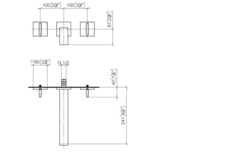 36717782-28 MEM Duvardan Lavabo Bataryası Fırçalanmış Durabrass (23 Ayar Altın)