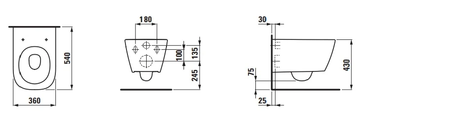 H8201100000001 MEDA Silent Flush Kanalsız Asma Klozet 54X36 Beyaz 