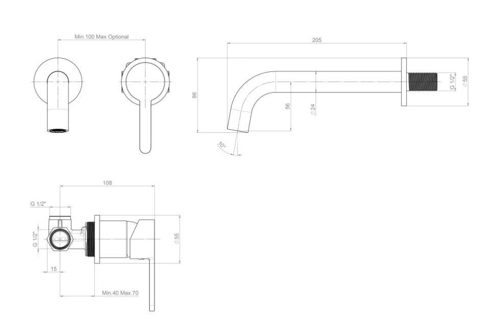 A5A358ANBK Carelia Ankastre Lavabo Bataryası Mat Siyah
