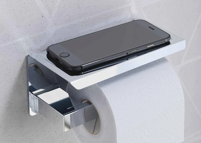 173938 S-Cube Etajerli Tuvalet Kağıtlığı Krom