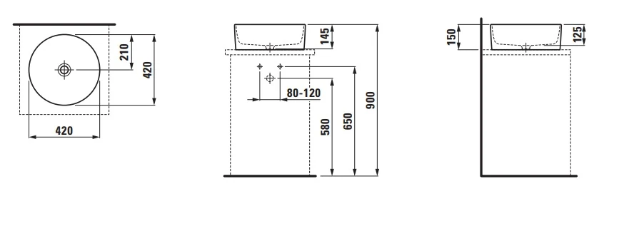 H8129427161121 SAVOY Çanak Lavabo 420 mm Yuvarlak Mat Siyah