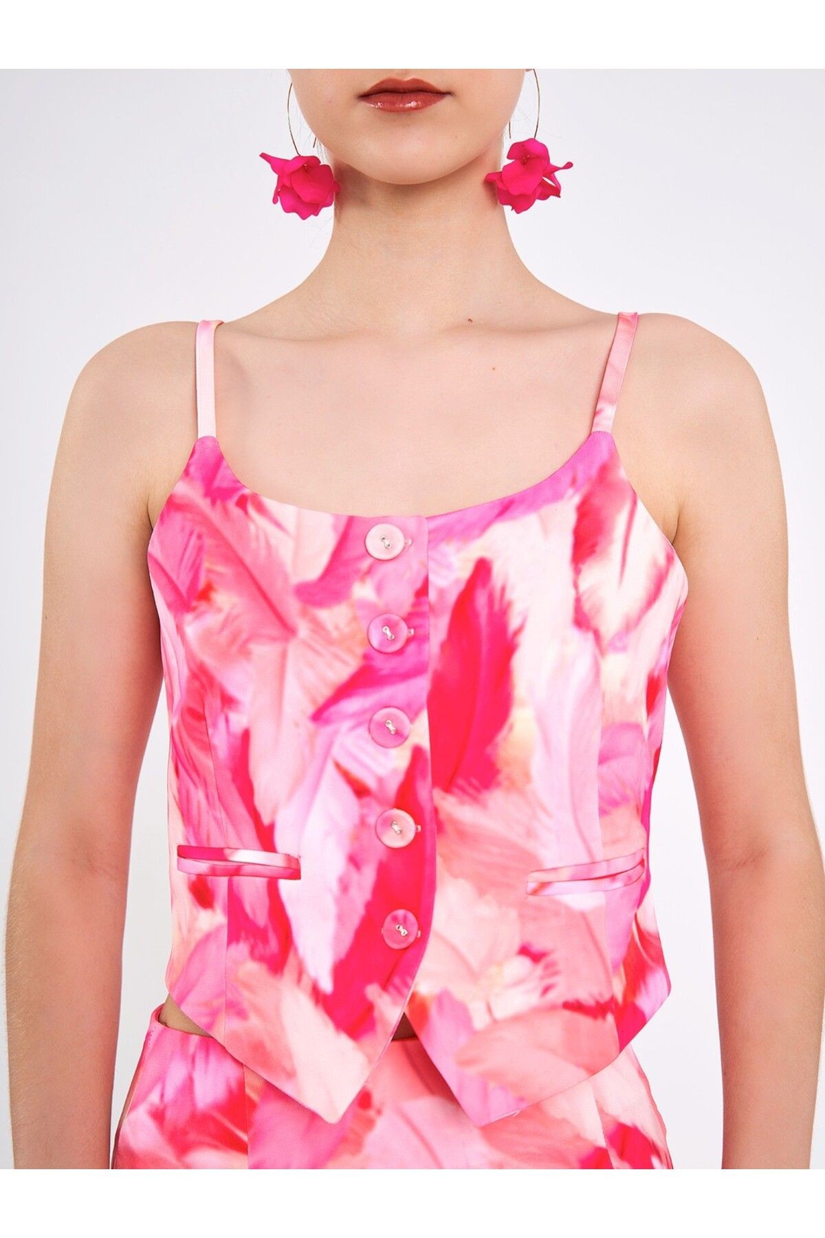 Pembe Tüy Desenli Limited Edition Yelek