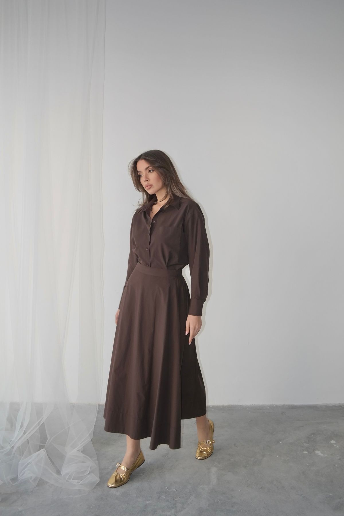 Oversize Düğmeli Kısa Gömlek