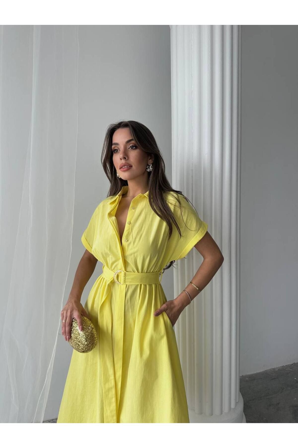 Léa Gömlek Elbise Bordo