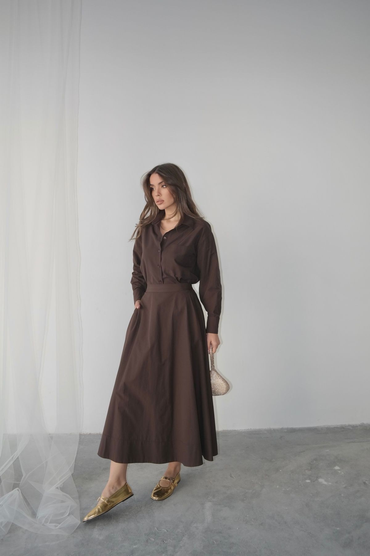 Oversize Düğmeli Kısa Gömlek