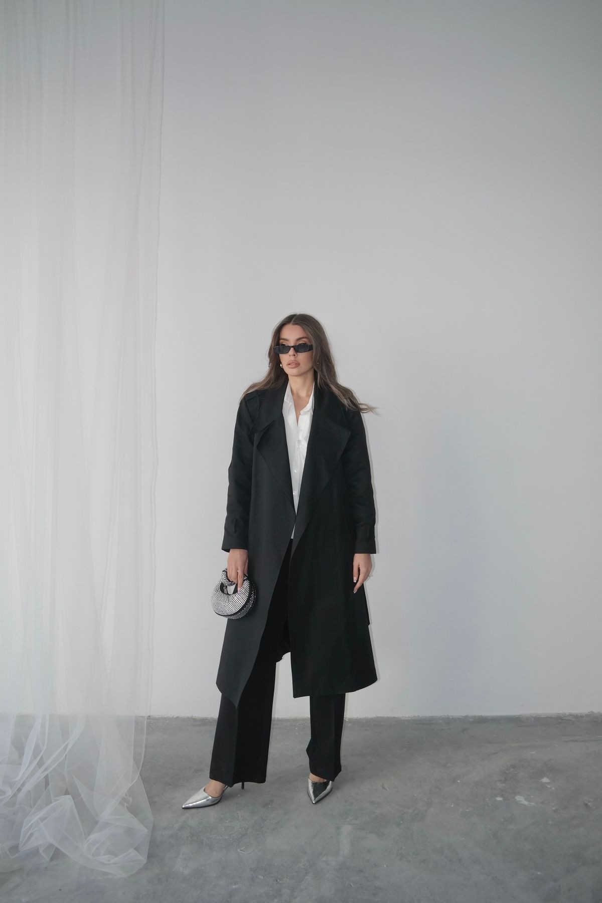 Gabardin Trençkot - Siyah