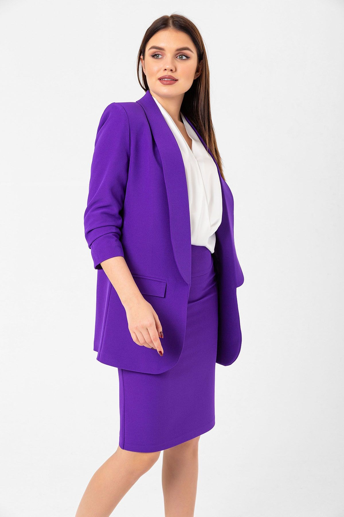 Kolu Büzgülü Blazer Kadın Ceket