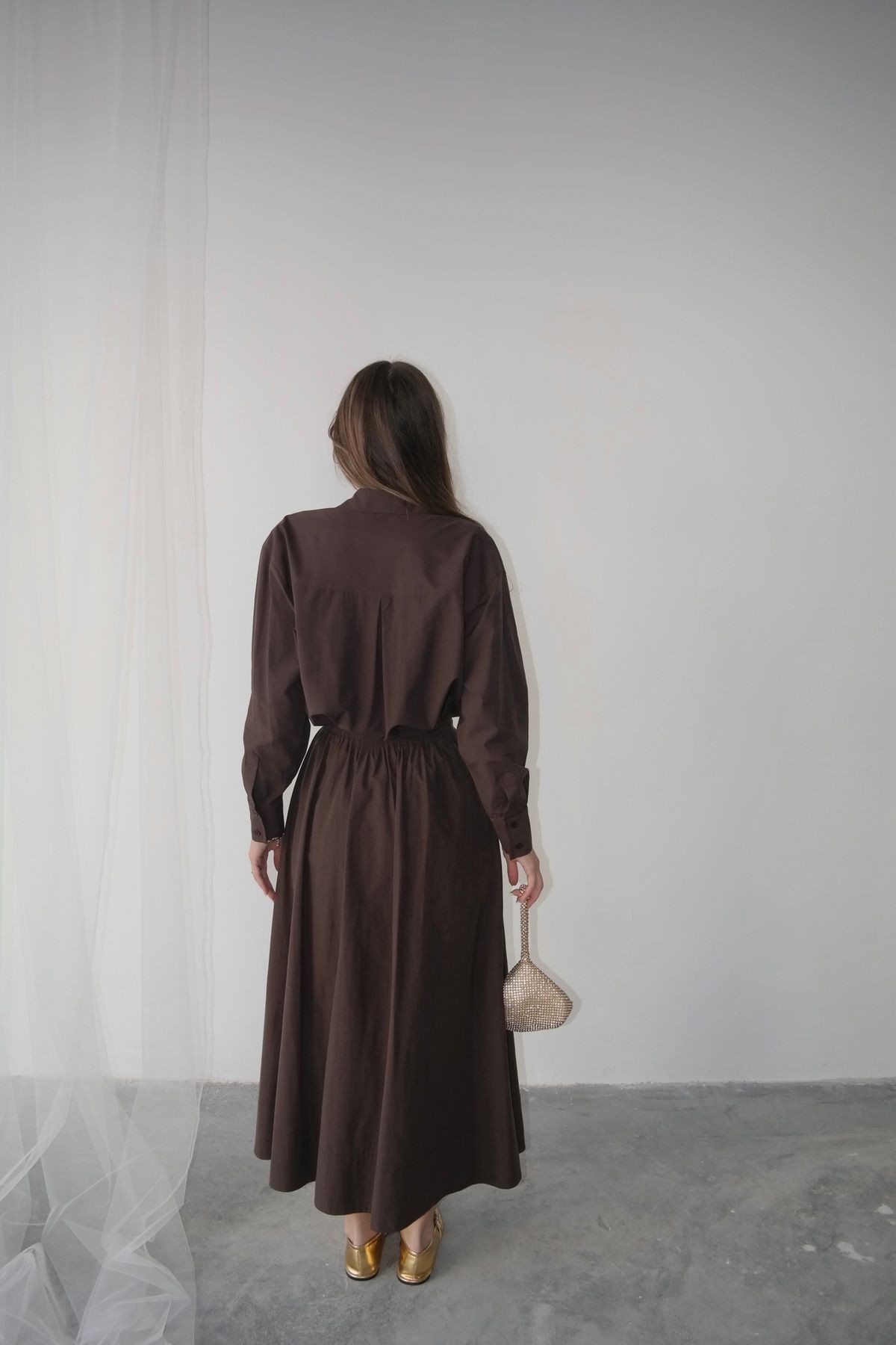 Oversize Düğmeli Kısa Gömlek
