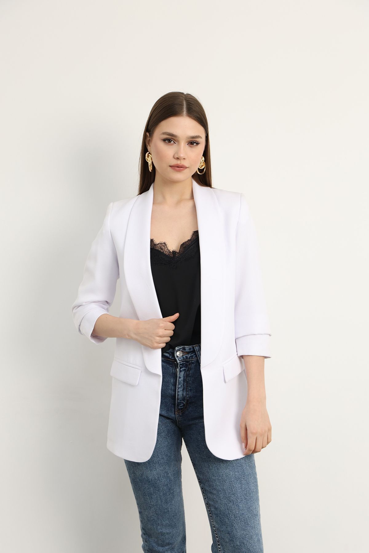 KETEN BLAZER CEKET - Beyaz