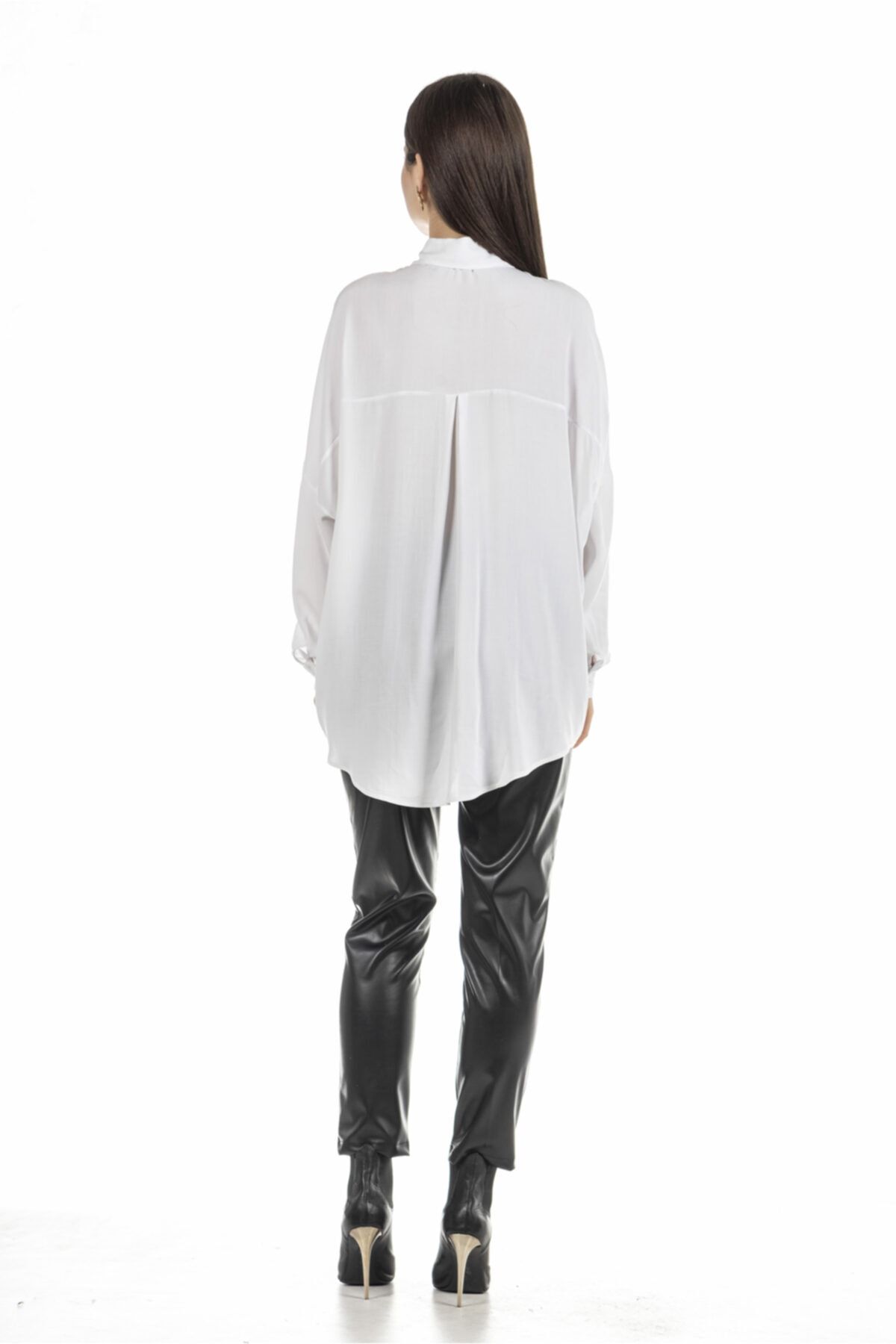 Ekru Oversize Kadın Gömlek