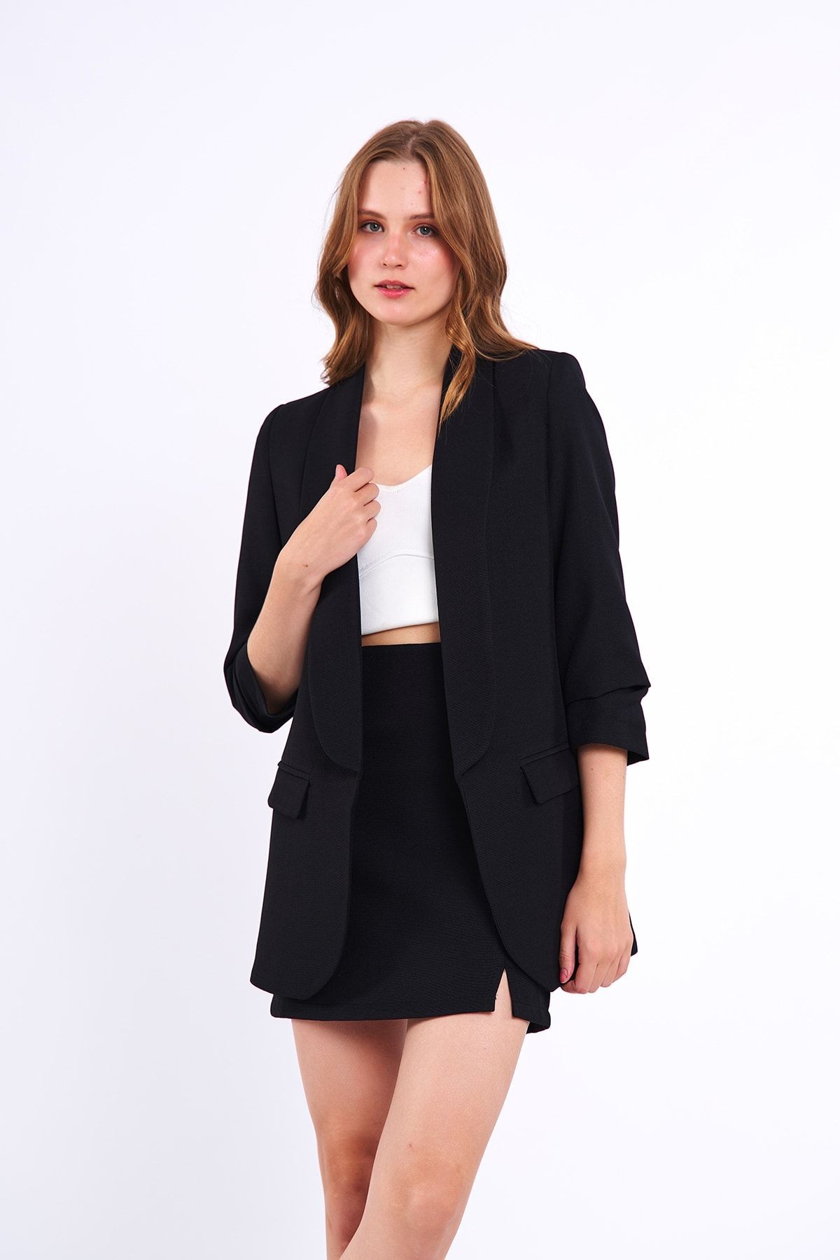 KETEN BLAZER CEKET - SİYAH