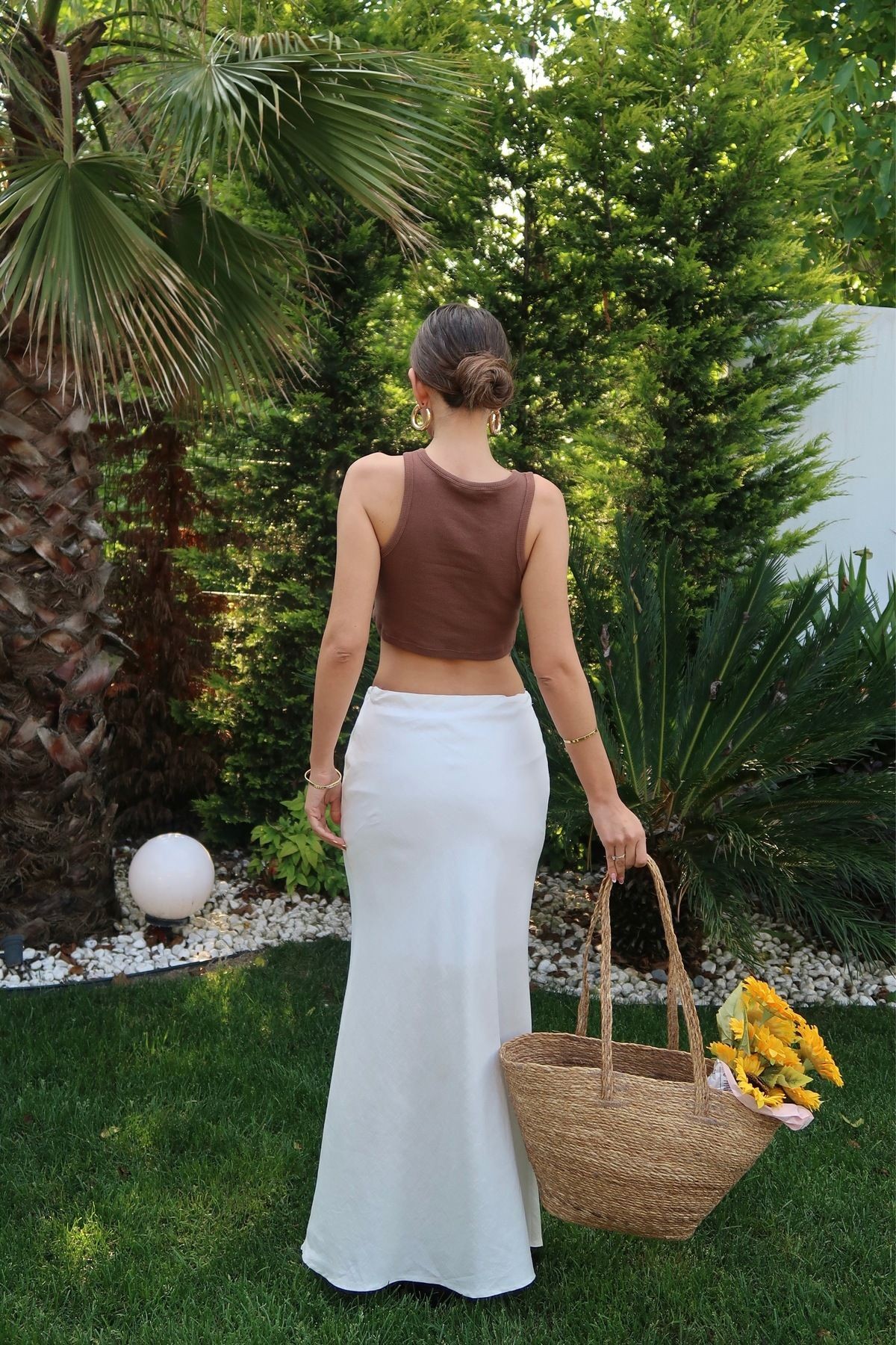 Palma Summer Rebecca Maxi Keten Etek Beyaz