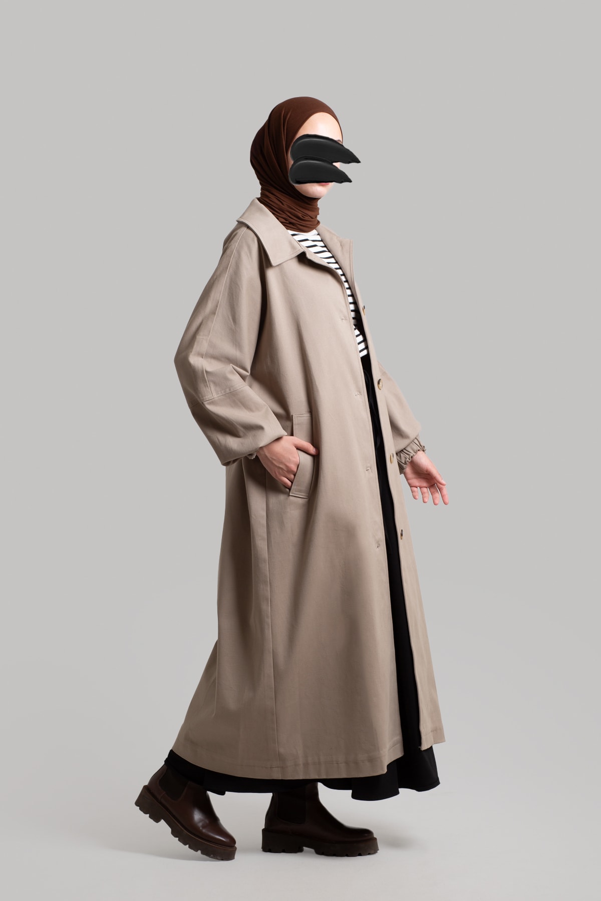 Premium Oversize Trençkot - Bej