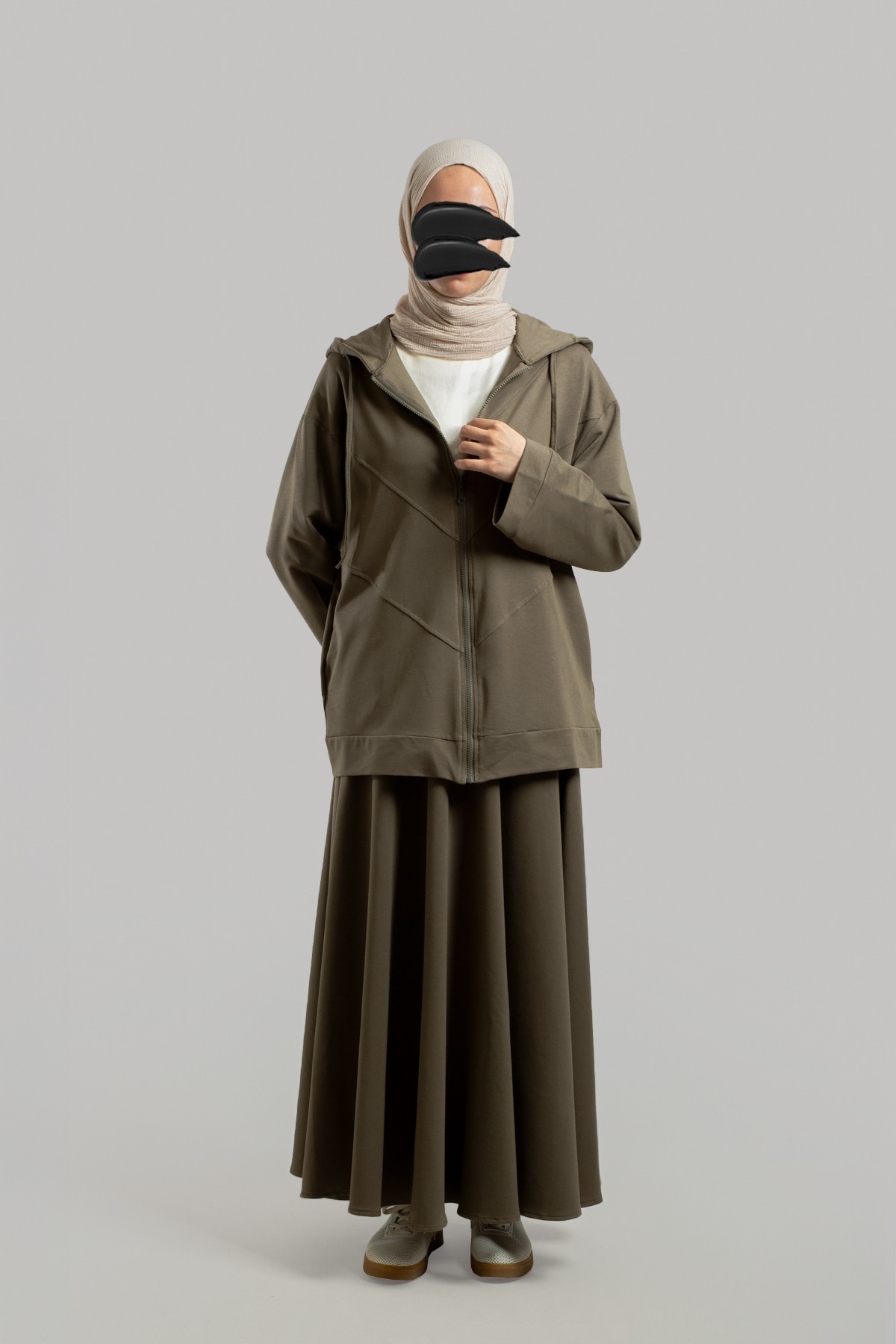 Form Dikişli Fermuarlı Sweatshirt - Adaçayı