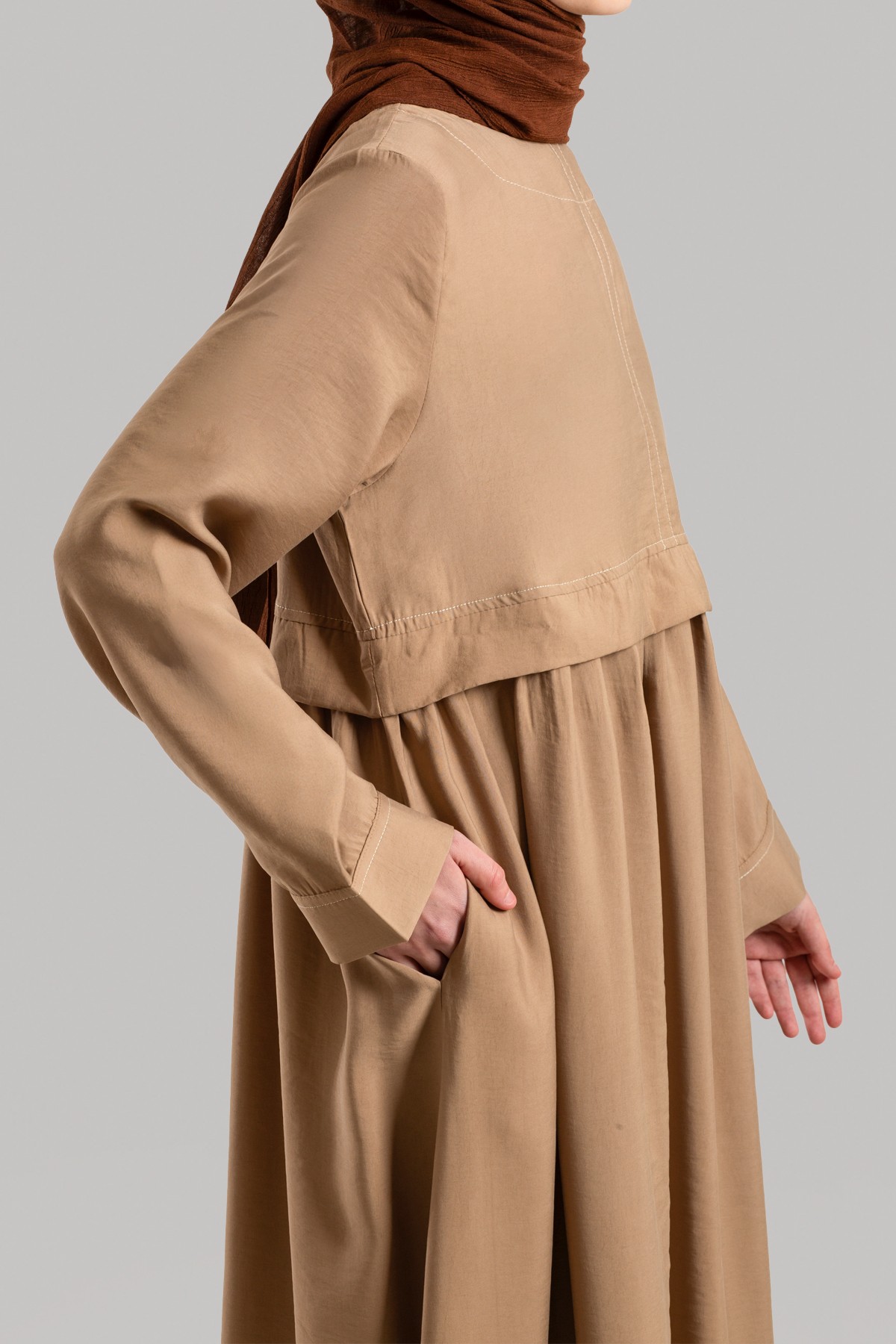 Spor Modal Elbise - Kahve
