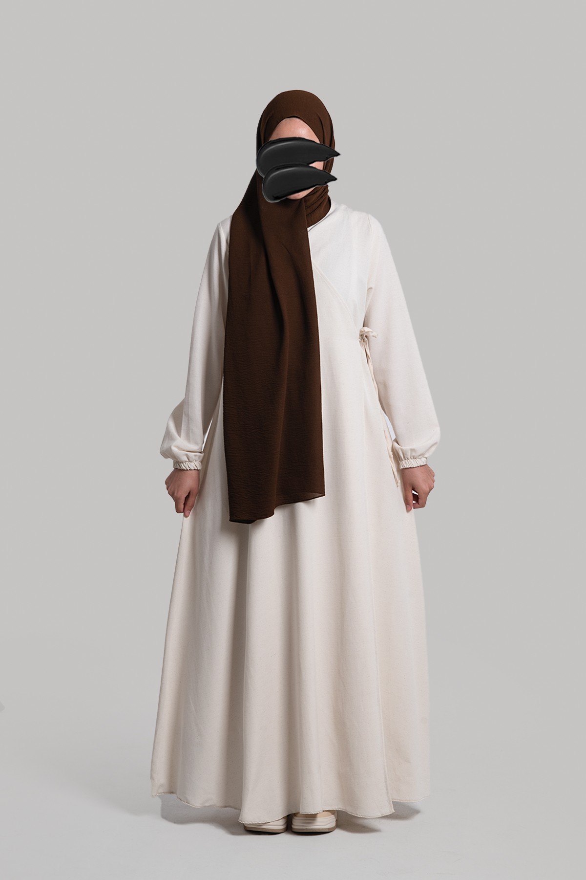 Namaz Elbisesi Pamuk Keten Ferace - Taş