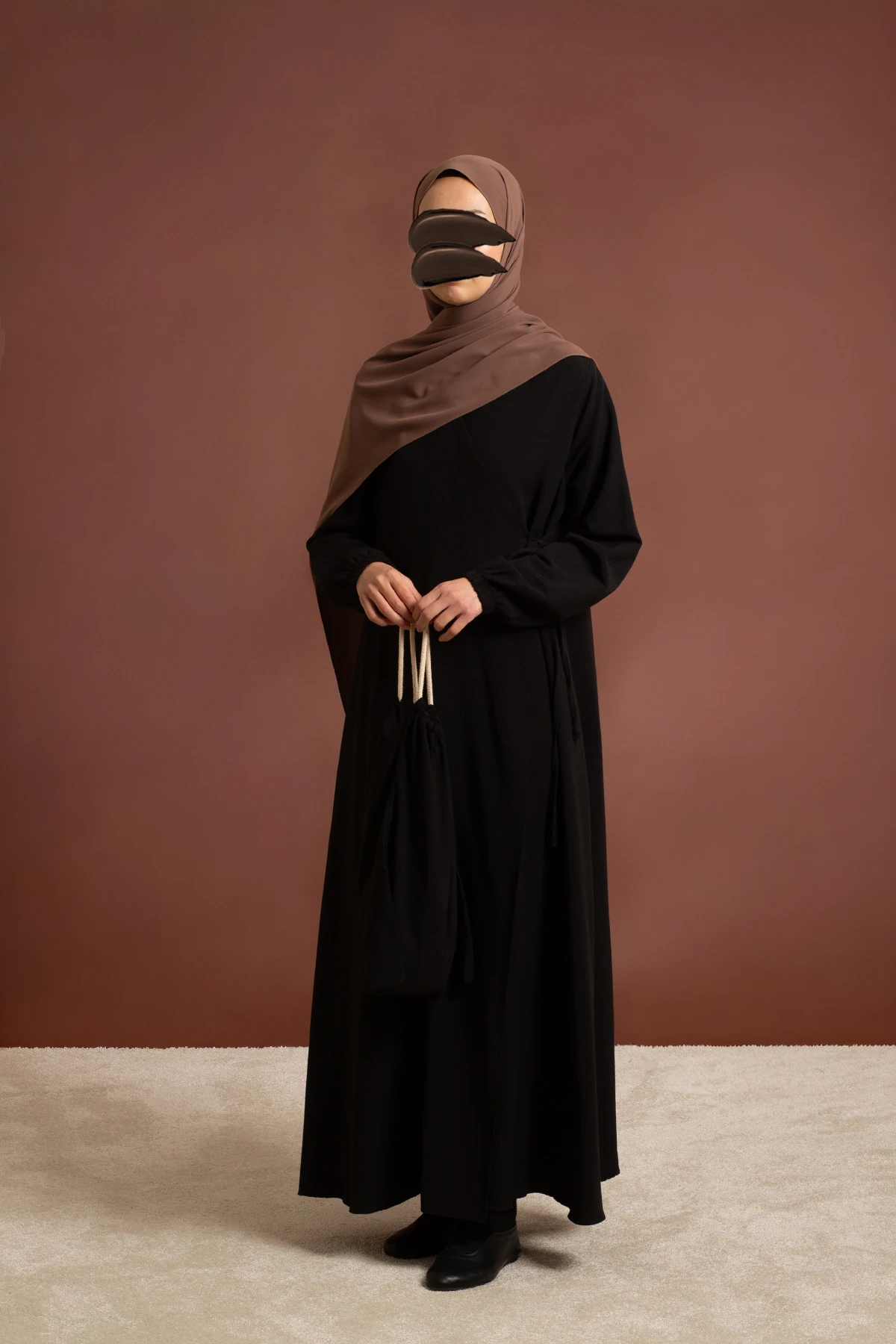 Prayer Dress Cotton Linen Abaya Black | Women's Cloth | Emare
