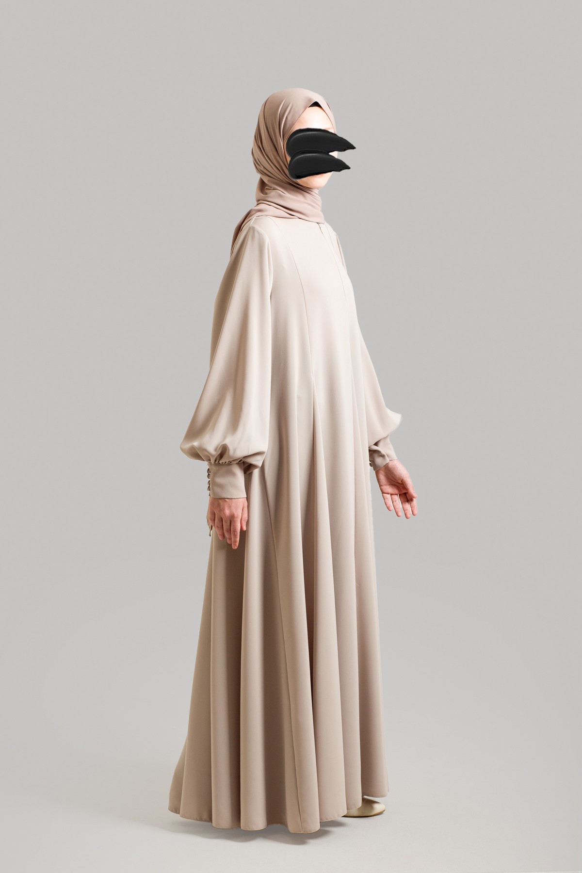 Prenses Model Kloş Ferace - Taş