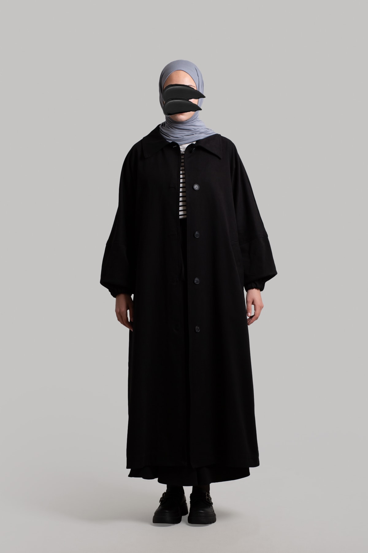 Premium Oversize Trençkot - Siyah