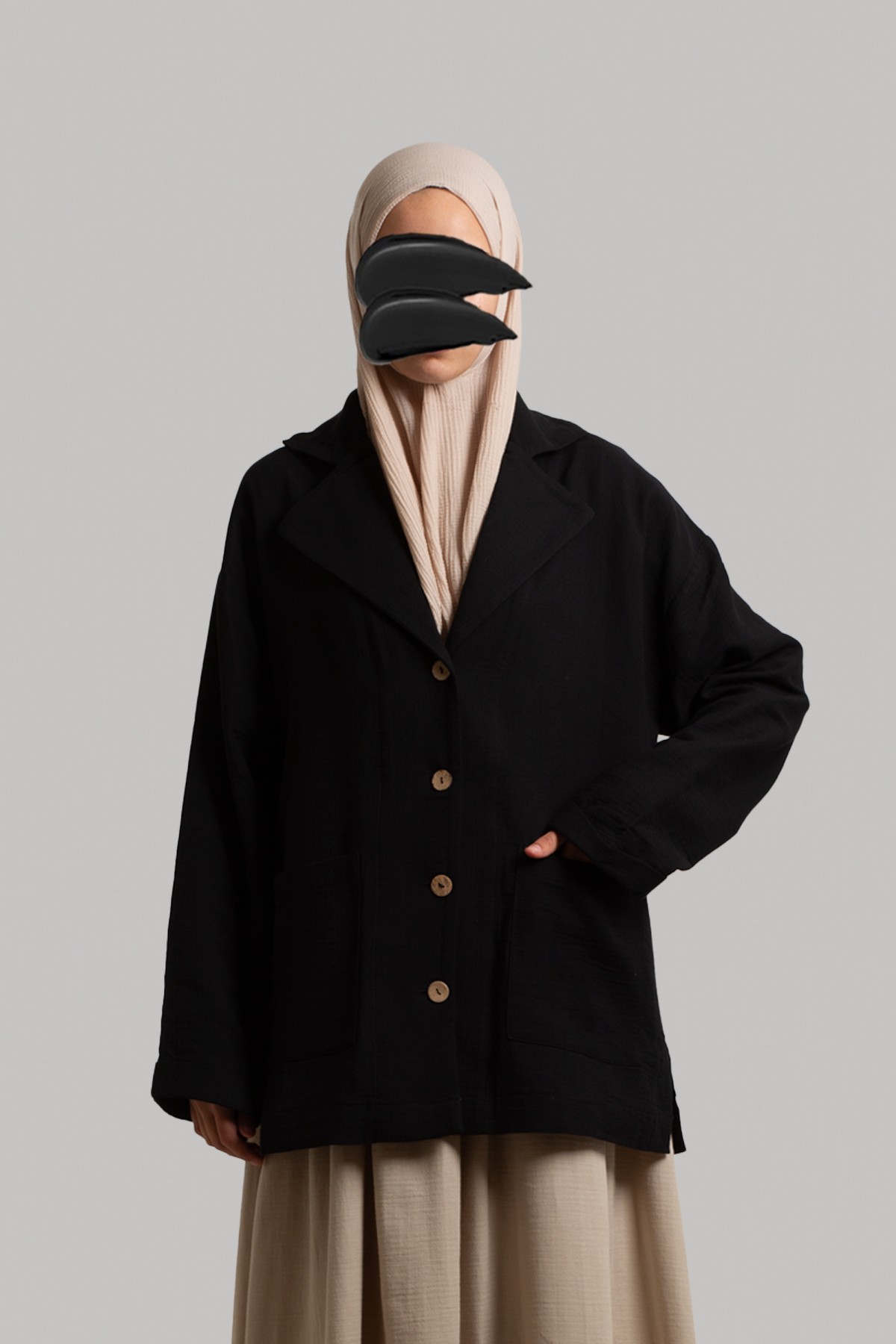 Müslin Ceket - Siyah