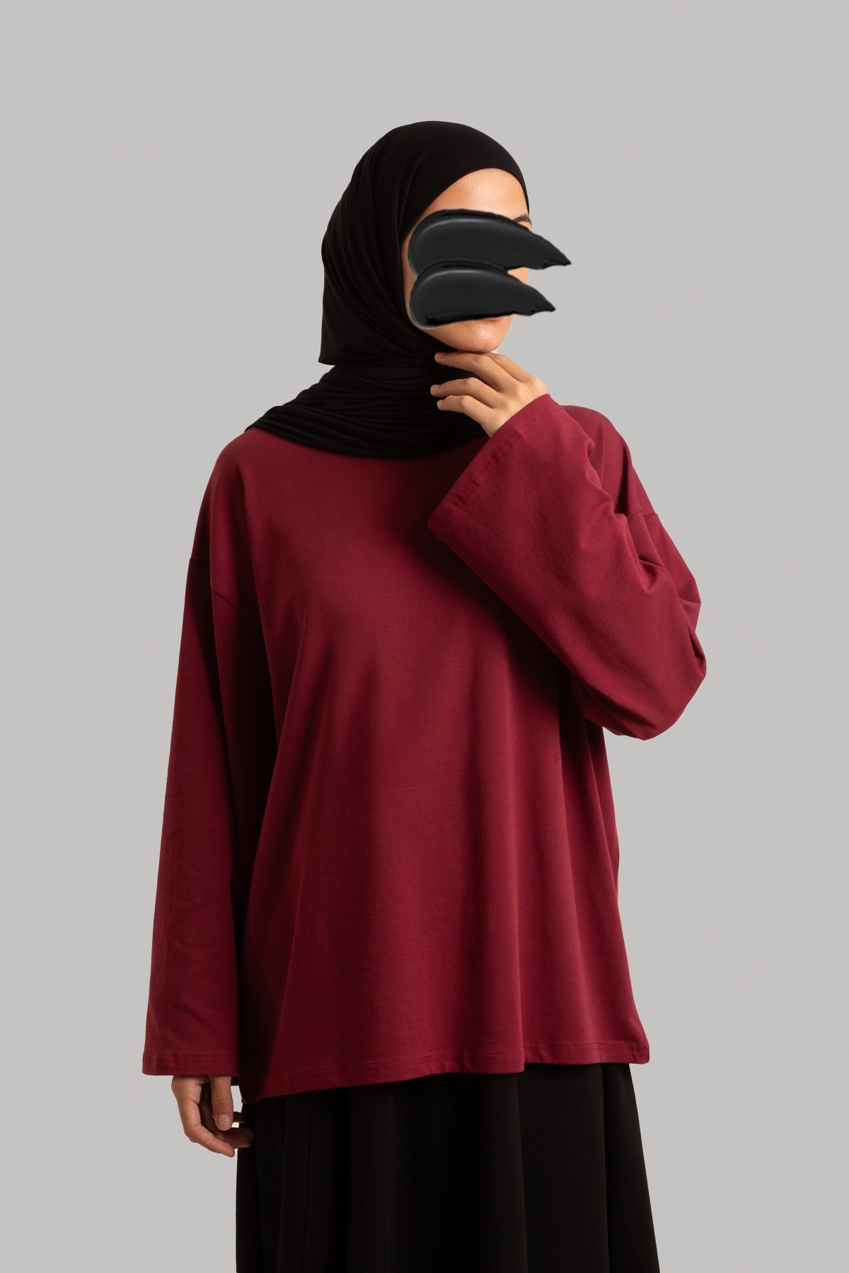 Basic Uzun Kollu Tişört - Bordo