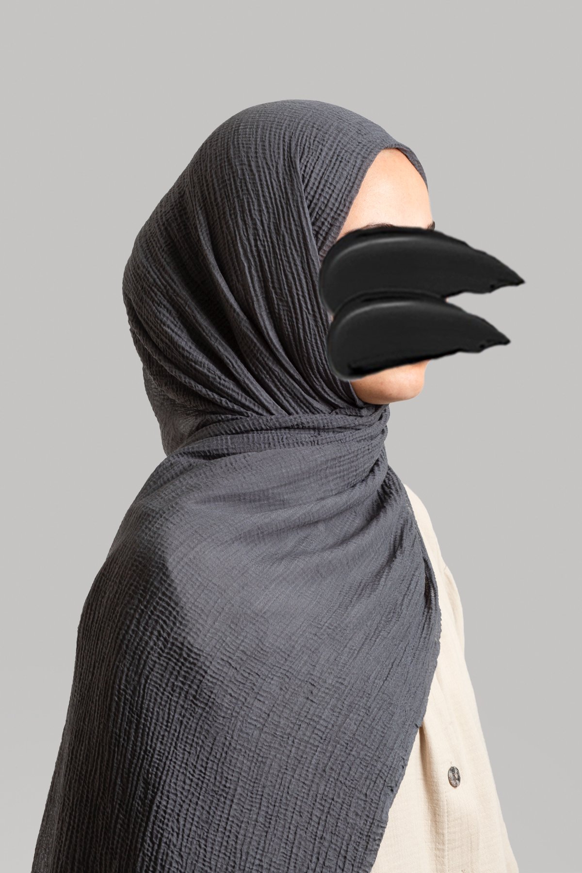 Müslin Şal - Koyu Gri