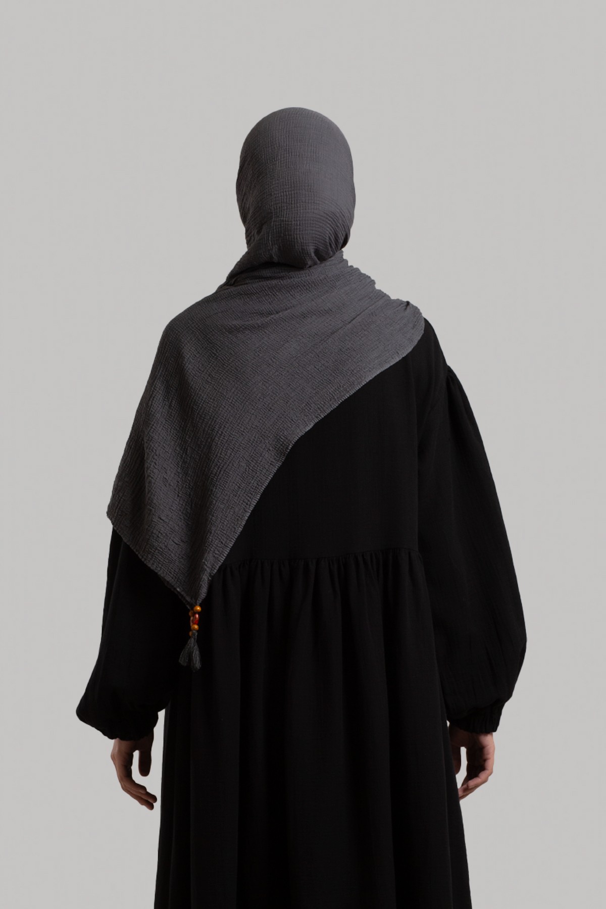 Natural Düğmeli Müslin Elbise