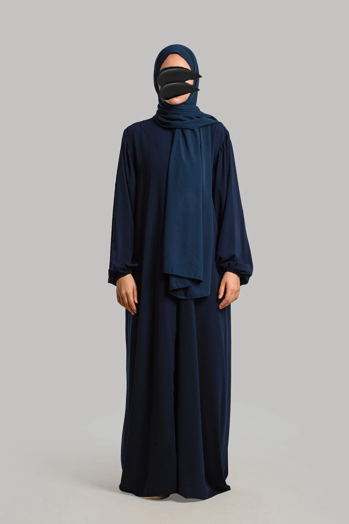 Balon Kol Çıtçıtlı Ferace - Lacivert