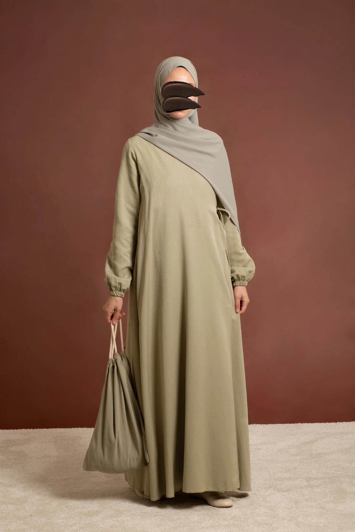 Prayer Dress Cotton Linen Abaya Soft Green | Women's Cloth | Emare