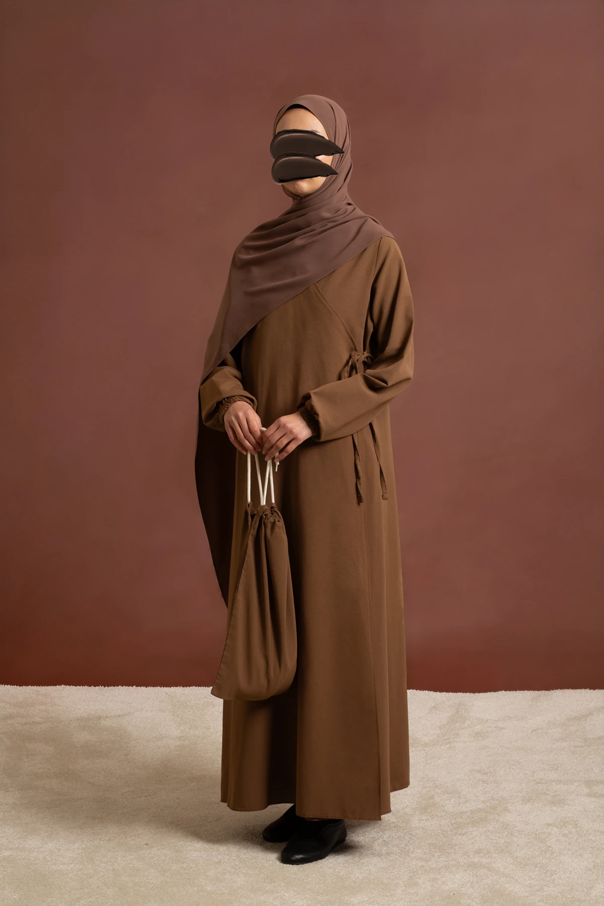 Prayer Dress Cotton Linen Abaya Coffee | Women's Cloth | Emare