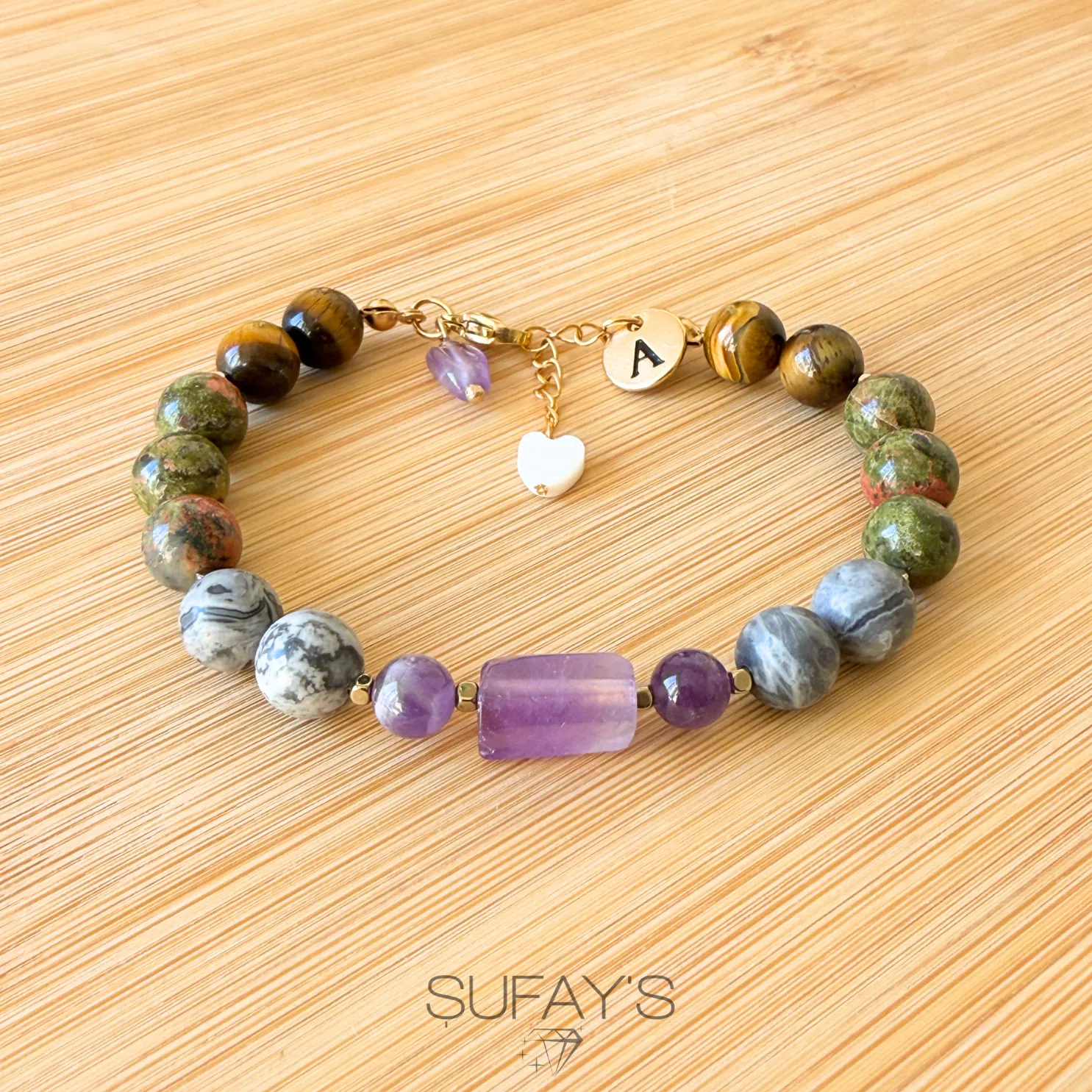 Akrep Burcu Kişiye Özel Doğal Taş Harf Bileklik