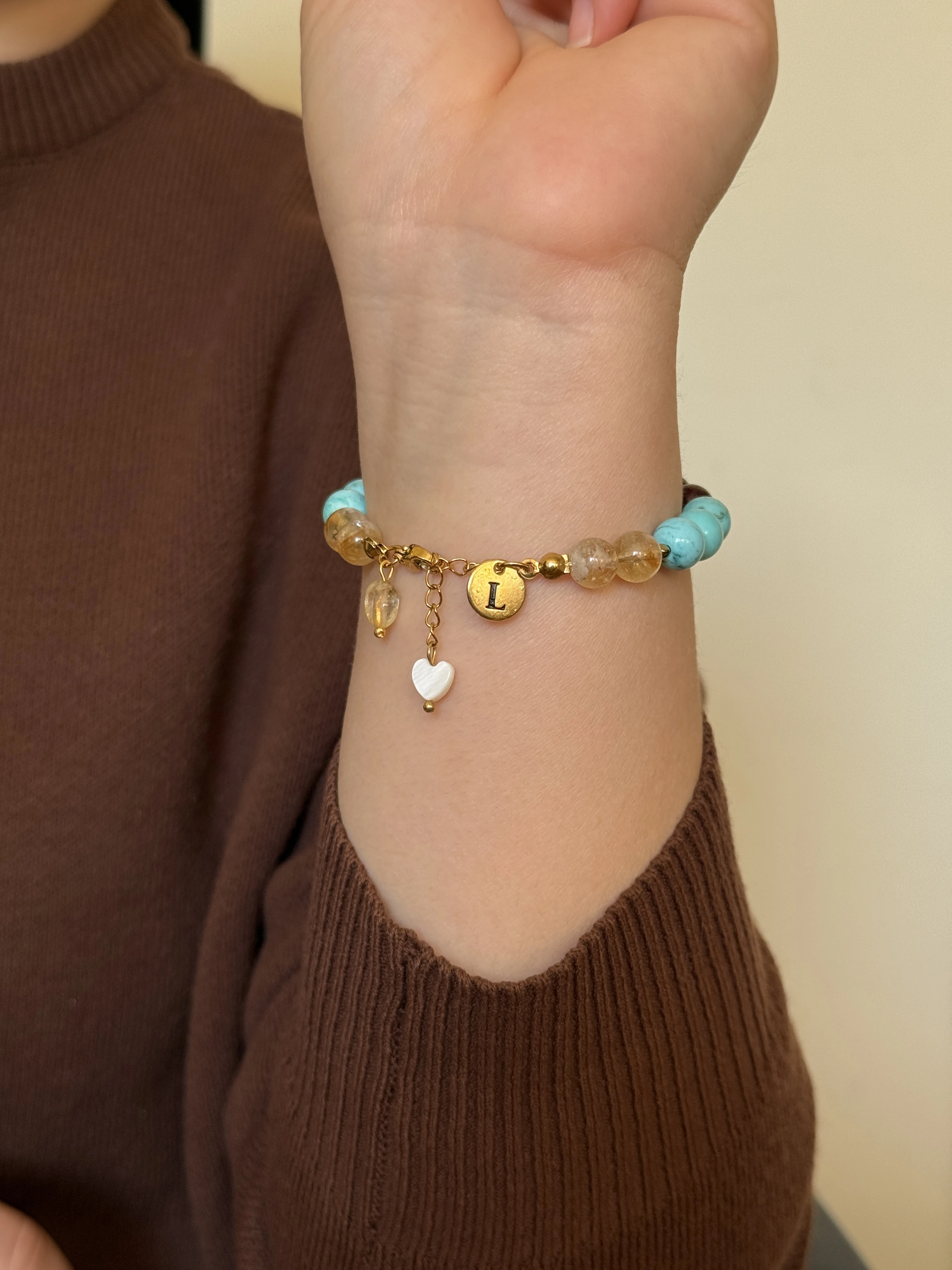 İkizler Burcu Kişiye Özel Doğal Taş Harf Bileklik