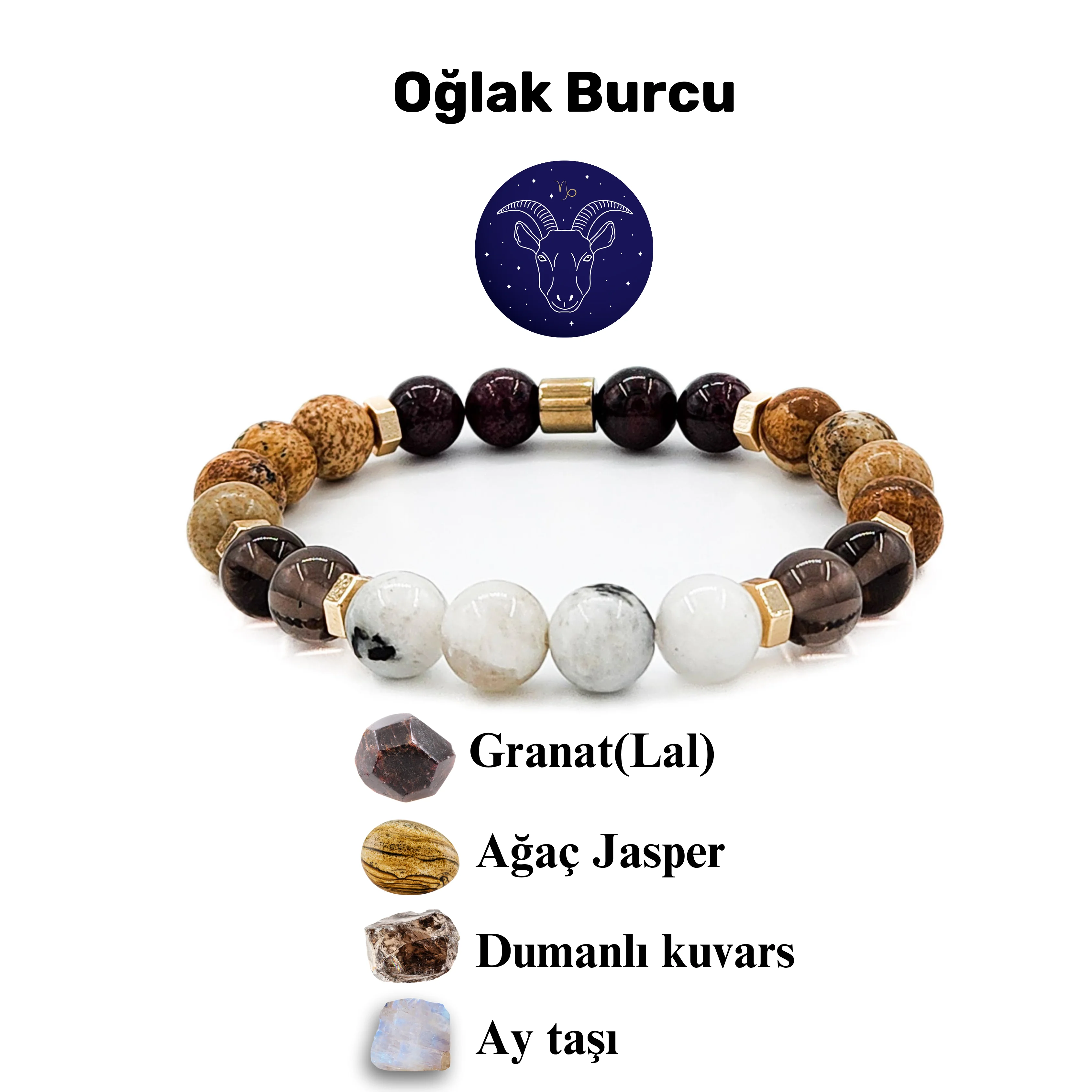 Oğlak Burcu Doğal Taş Bileklik