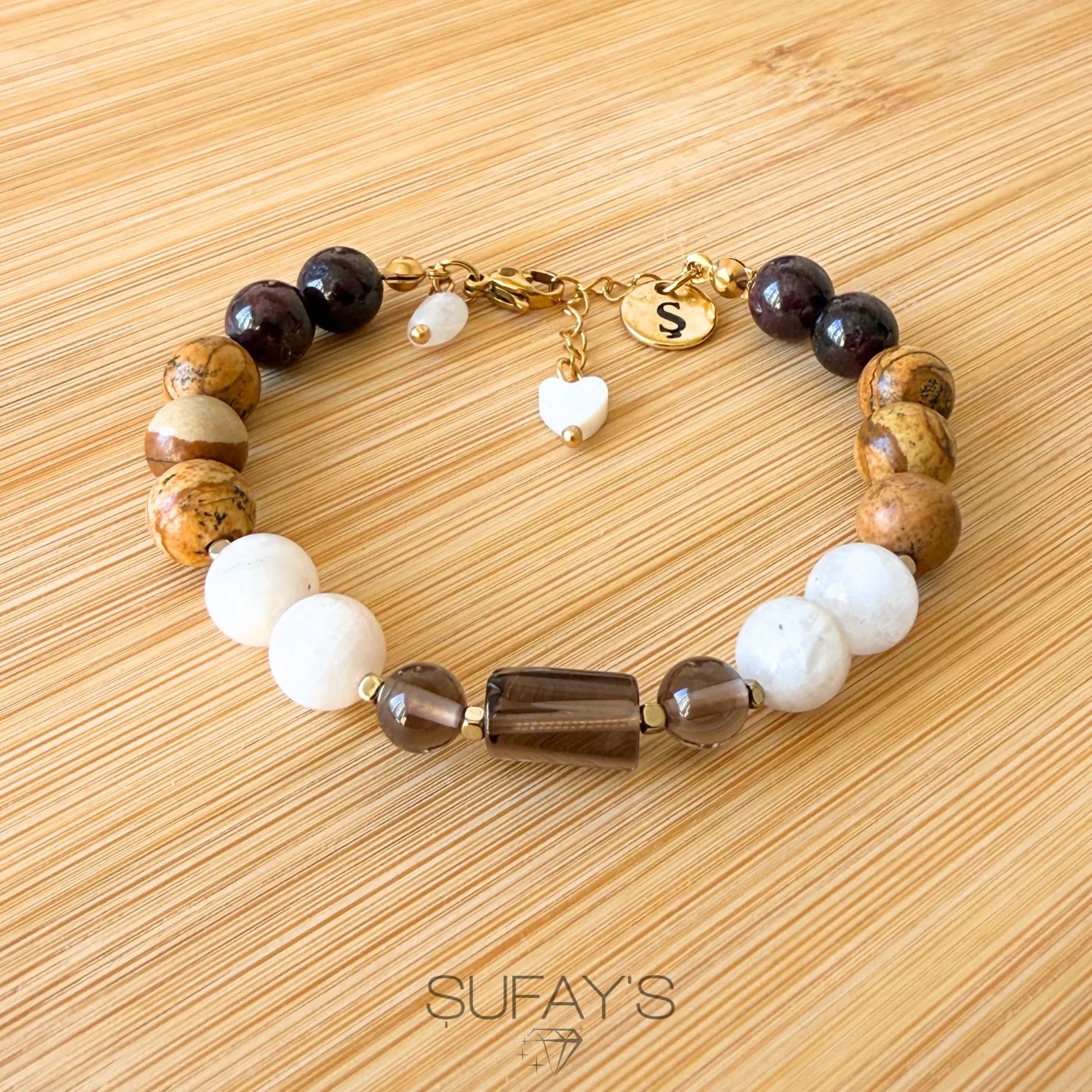 Oğlak Burcu Kişiye Özel Doğal Taş Harf Bileklik