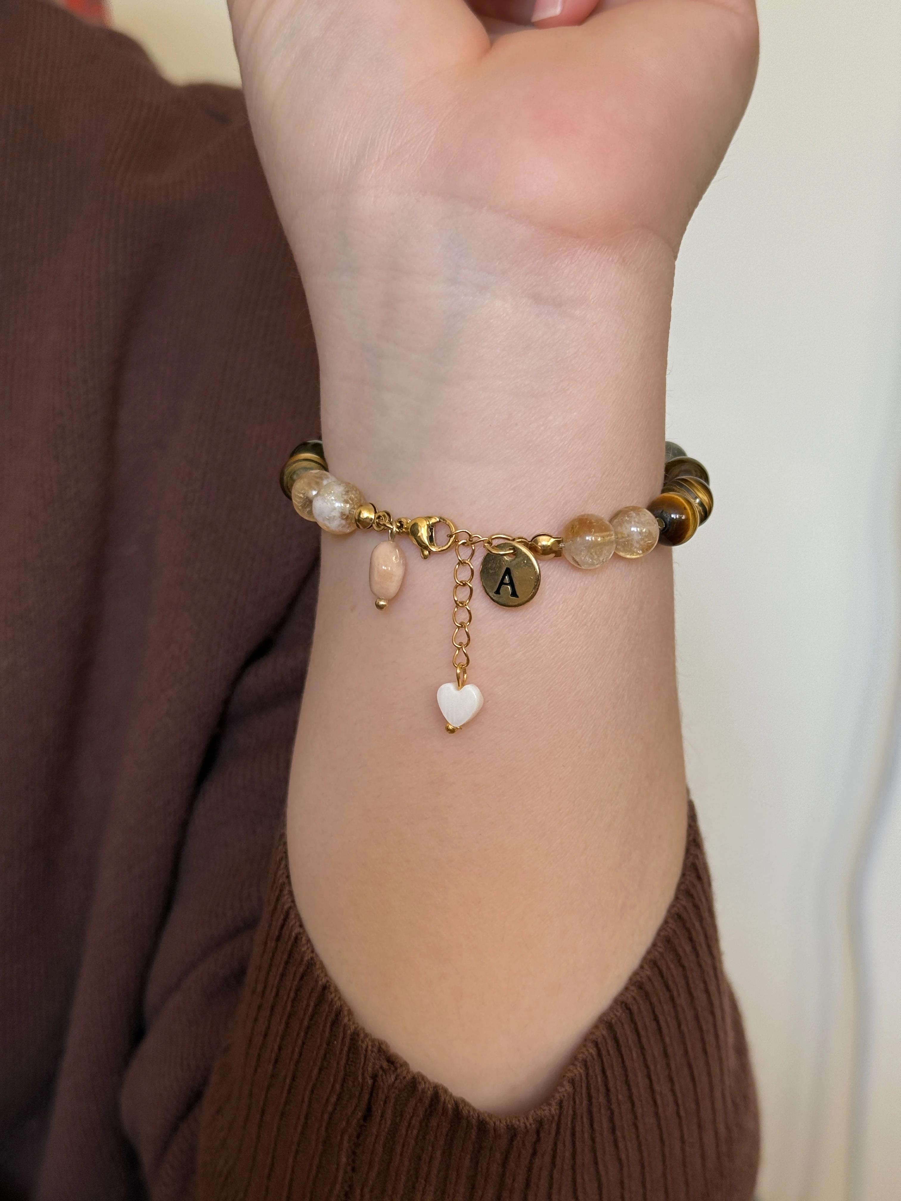 Aslan Burcu Kişiye Özel Doğal Taş Harf Bileklik