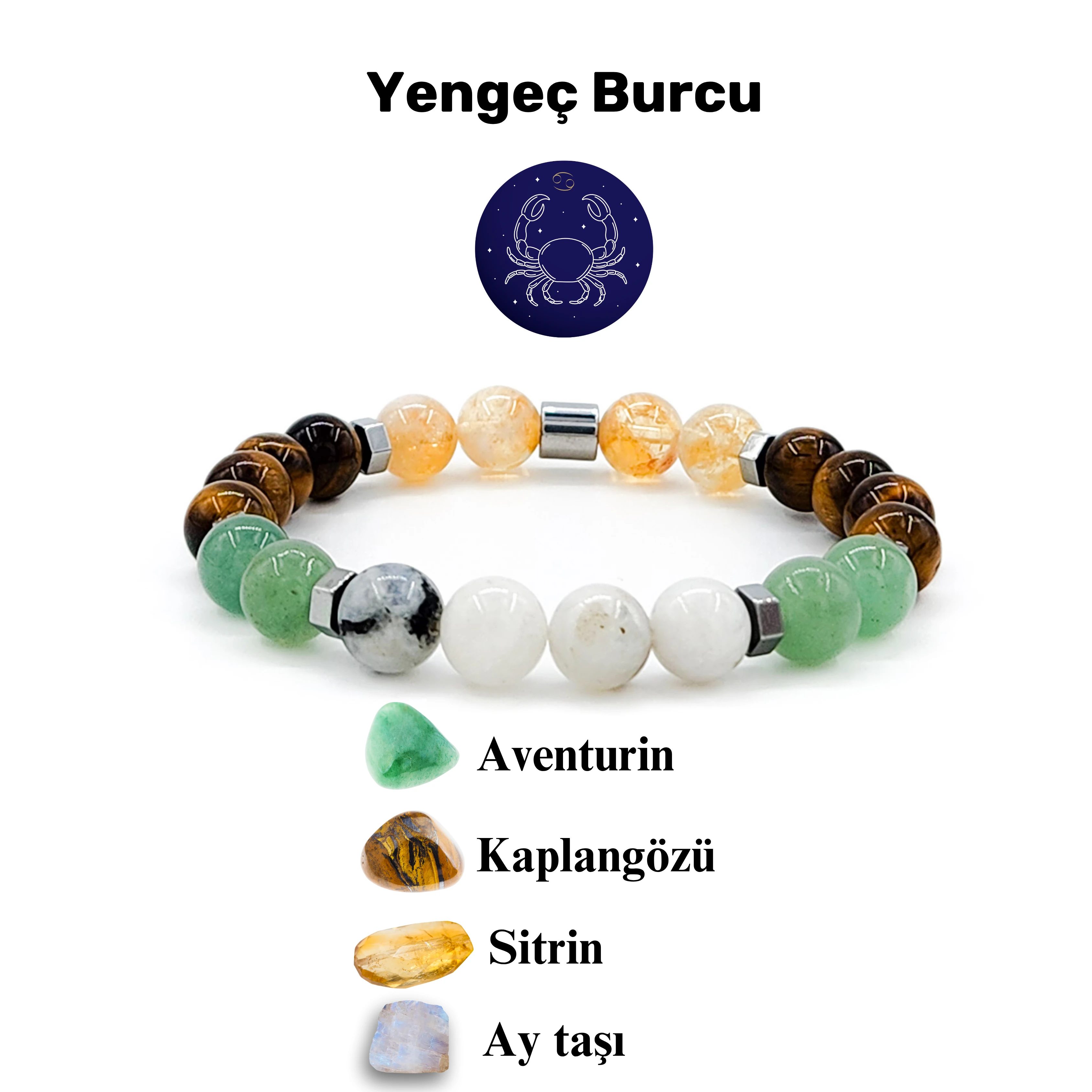 Yengeç Burcu Doğal Taş Bileklik